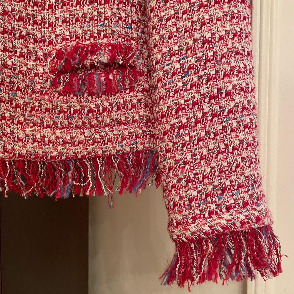 Zara Basic Collection Tweed Blazer Jacket Red Lar… - image 4